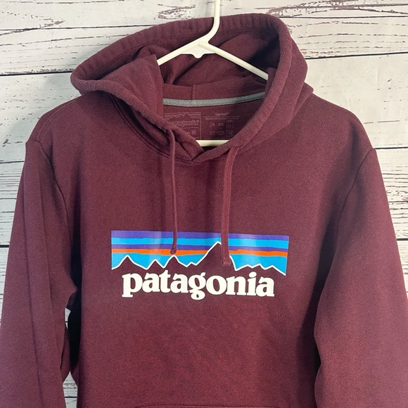 Patagonia Burgundy Hoodie with Logo - Picture 2 of 7